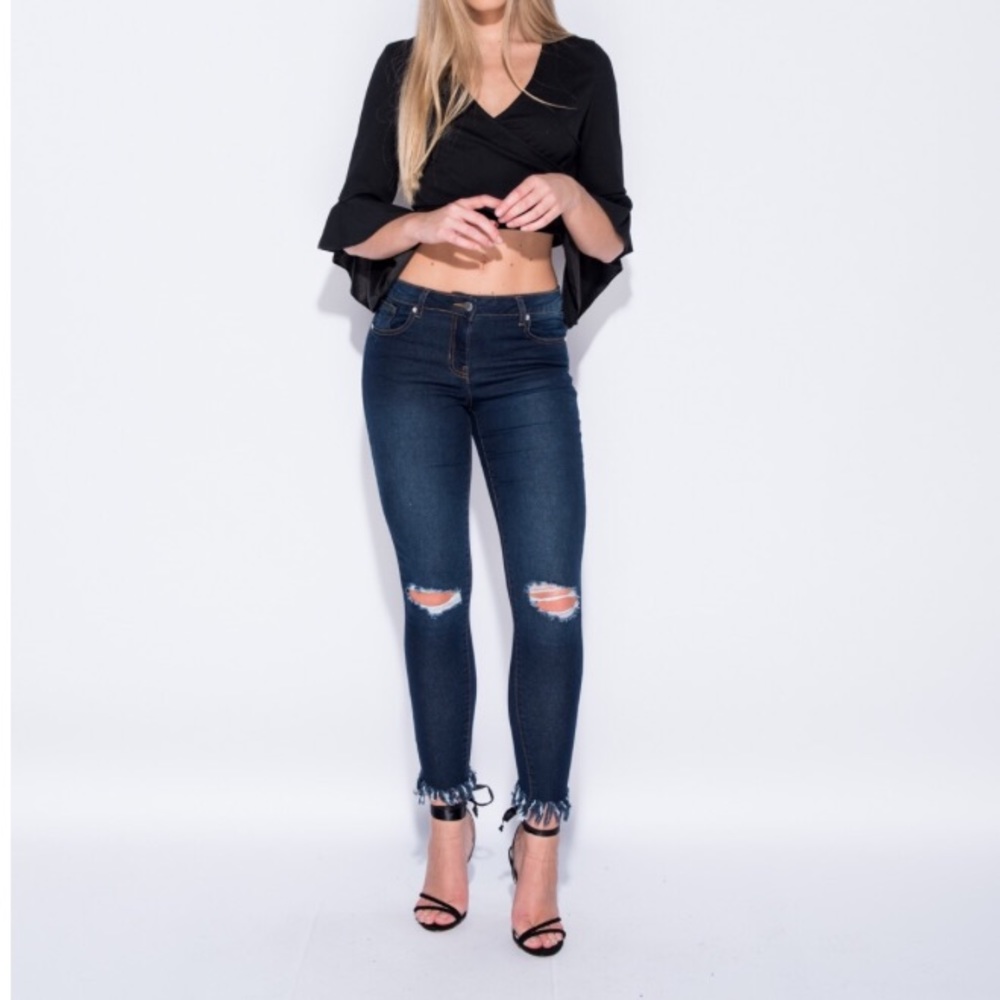 Avery Frayed Hem Distressed Jeans